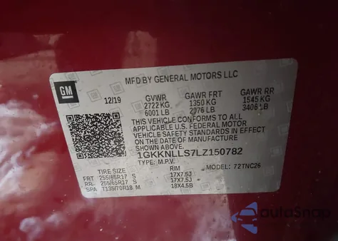 2020 GMC Acadia Awd At4 z USA, uszkodzony, nr VIN 1GKKNLLS7LZ150782